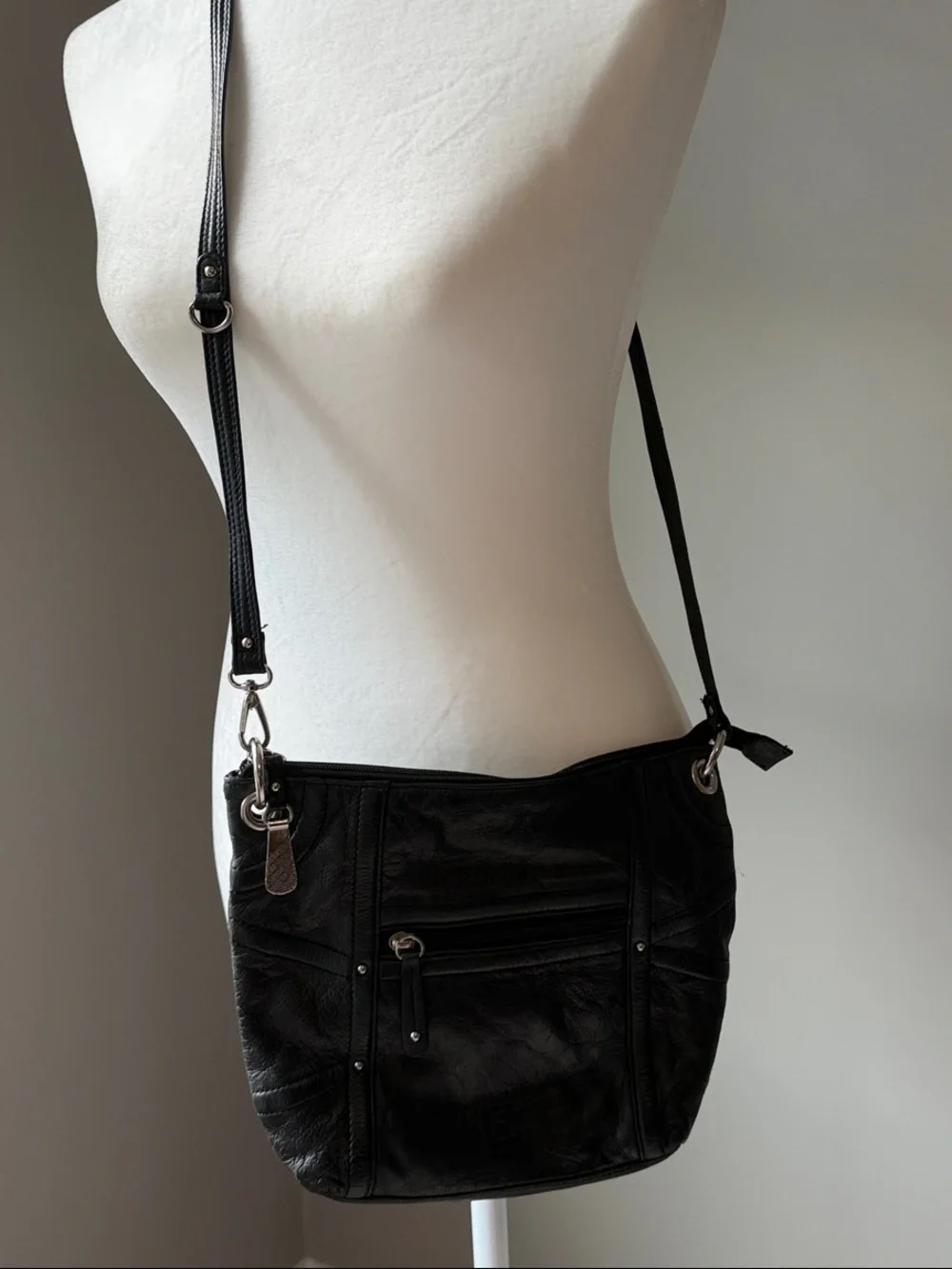 Classic Black Leather Crossbody Bag